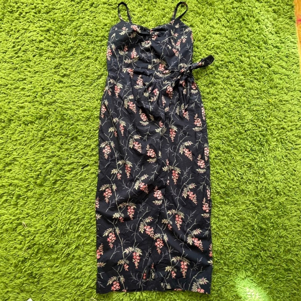 Rebecca Taylor Navy Floral Midi Dress - Picture 2 of 7